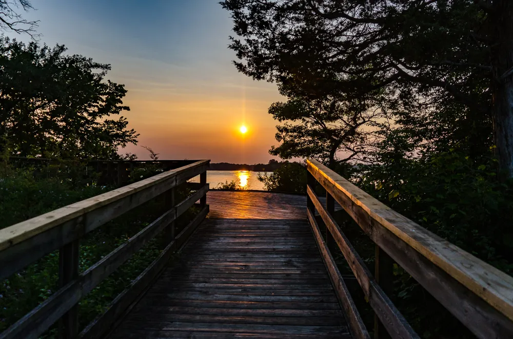 Boardwalk with sunset